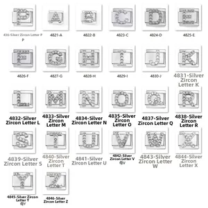 Italian charm bracelet links featuring 26 silver A-Z zircon alphabet letters for DIY jewelry