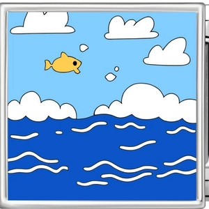 Italian charm for DIY bracelet featuring a yellow fish jumping out of the blue ocean waves