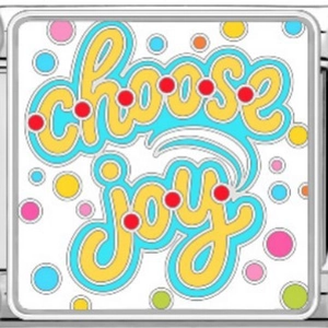 Ιταλικό κόσμημα με 'choose joy' και χρωματιστές κουκκίδες για αρθρωτά βραχιόλια DIY
