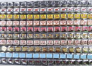 Variety of stainless steel Italian charm links featuring various colorful DIY designs