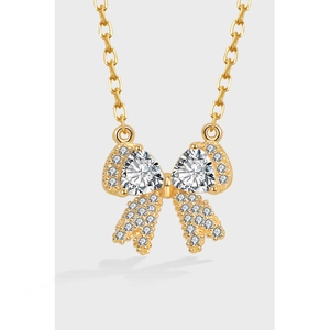925 Sterling Zilver Strik Hanger Zirkonia Sieraden Voor Vrouwen Mode Cadeau (Alleen Hanger Zonder Ketting)