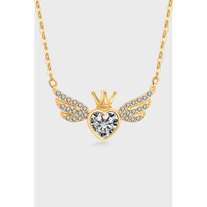 925 Sterling Zilver Hart Hanger Zonder Ketting Romantisch Engelenvleugels Kroon Zirkonia Ingelegd Luxe Sieraden Voor Dames