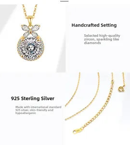 Detail of 925 sterling silver butterfly pendant with hand-set zircon and S925 hallmark