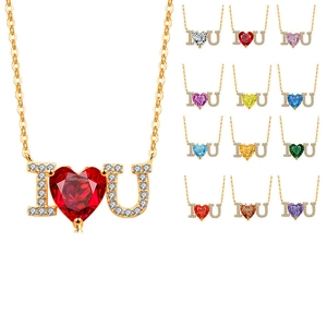 925 Sterlingsilber Herz Anhänger Halskette Mit Zirkonia I Love You Buchstaben Design Romantischer Schmuck Für Damen Geschenk