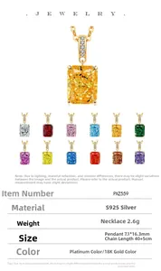 Macro detail of S925 silver rectangle gemstone pendant with size and weight specs