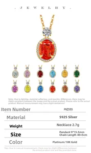 Vue détaillée du pendentif en argent S925 avec dimensions et diverses options de couleurs