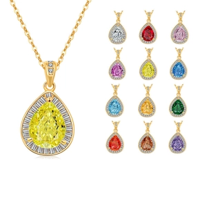 Collana con Ciondolo a Goccia d'Acqua in Argento Sterling 925 per Donna Elegante Gioielli in Zirconia Cubica Placcati Oro