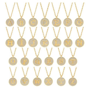 Minimalistische S925 sterling zilveren vergulde ronde hanger kettingen met A-Z letters