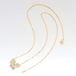Elegante vergulde S925 zilveren vlinder hanger ketting met fonkelende witte zirkoon