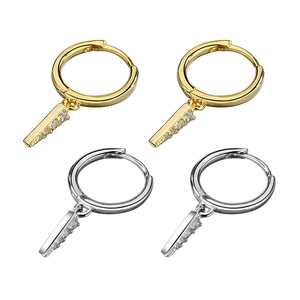 S925 sterling zilveren oorringen met zirkoon hangers in goud- en zilverkleur