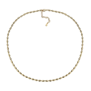 Polished S925 sterling silver ball necklace featuring golden oval beads and lobster clasp