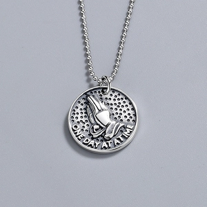 Vintage 925 Sterling Silber Betende Hände Münze Anhänger Halskette One Day At A Time Graviert Kugelkette Unisex Schmuck