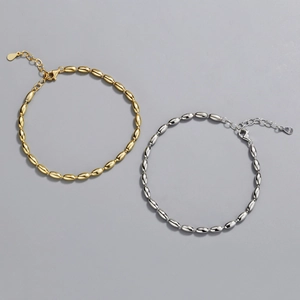 Minimalistische S925 Sterling Zilveren Ovale Boon Armband Voor Vrouwen Koreaanse INS Stijl Geometrische Kleine Kraal Ketting Sieraden