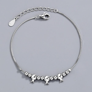 925 Sterlingsilber Minimalistisch Kleiner Fisch Charm Armband Für Damen Verstellbare Venezianerkette Mit Polierten Perlen Schmuck