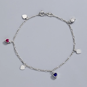 Bracelet à Breloques Cœur et Coquillage en Argent Sterling 925 pour Femme Style Coréen Chaîne Figaro Zirconium