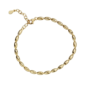 Elegante gepolijste gouden S925 sterling zilveren armband met ovale kralen en ketting