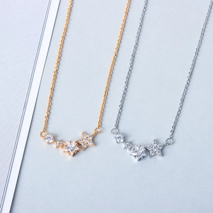 Collana Con Pendente a Stella in Argento Sterling S925 per Donna Minimalista Con Zirconia Intarsiata Catena a Croce Gioielli