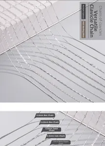 Detalle de cadenas de plata de ley S925 con grosores de 0,65 mm a 1,0 mm para colgantes