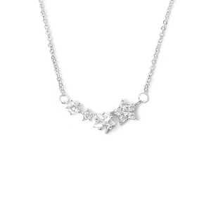 Elegante collana in argento sterling S925 con stelle scintillanti e cristalli chiari
