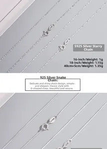 Detalles técnicos de cadena de plata S925 para modelos de estrella y malla de serpiente
