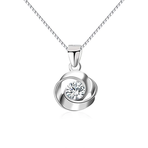 Collar de plata de ley 925 con colgante de remolino y piedra de circonita brillante