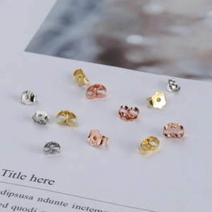 S925 sterling silver earring backs in silver, gold, and rose gold with metal hallmarks