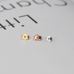 Set of three S925 sterling silver butterfly earring backs in gold, rose gold and silver