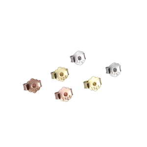 Set of S925 sterling silver earring backs in silver gold and rose gold finishes