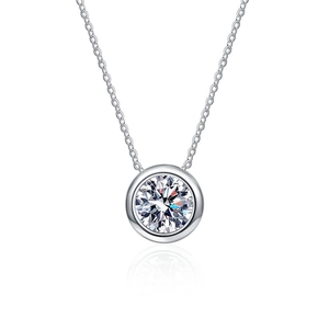 Elegant 1 carat Moissanite pendant necklace in 925 sterling silver with a refined link chain