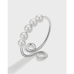 S925 Sterling Silber Künstliche Perle Angst Ring Für Damen Einstellbare Fidget Spinner Ring Mit Künstliche Perlen Stressabbau Minimalistischer Schmuck Fingerring Geschenk
