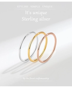 Three-piece stackable S925 sterling silver rings in silver, gold, and rose gold finishes