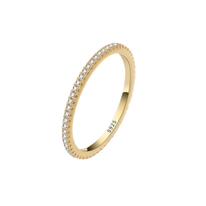 Bague éternité élégante en argent sterling S925 plaqué or avec micro-pavé de zircons