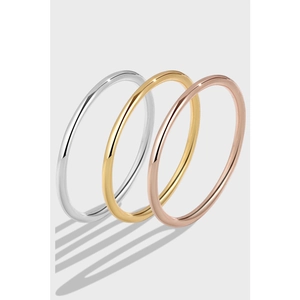 S925 Sterling Silver Minimalist Fine Band Ring For Women High Polished Simple Geometric Finger Ring 18K Gold Rose Gold Plated Jewelry