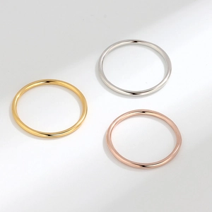 Minimalist S925 sterling silver thin ring set in gold, silver, and rose gold finishes