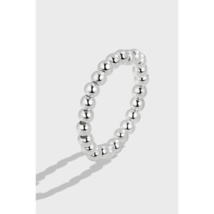 Anello con Perline Minimalista in Argento Sterling 925 per Donna Cordino Elastico Perline di Metallo Tonde Anello Regolabile Gioielli