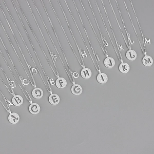 925 Sterling Silver Alphabet Initial Letter Pendant Necklace Micro Pave Zirconia Round Personalized Jewelry For Women Girls