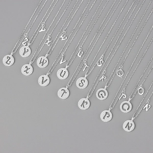 Minimalist S925 sterling silver alphabet letter pendant necklaces for women with zirconia
