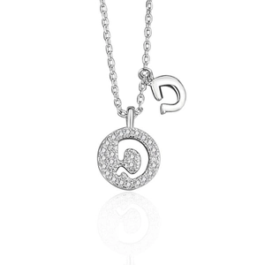 Minimalist S925 sterling silver necklace with zircon-paved G letter pendant charm