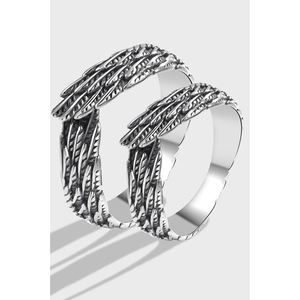 Vintage 925 Sterling Silver Feather Angel Wing Open Ring For Men Women Couple Thai Silver Adjustable Finger Jewelry Gift