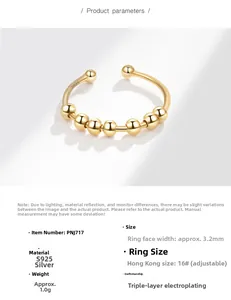 Detalle de anillo de cuentas plata S925 que muestra peso de 1,0g y ancho de 3,2mm