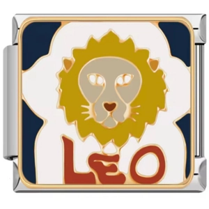Détail de breloque zodiaque Lion en acier inoxydable doré pour bracelet