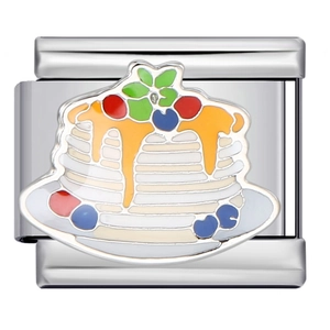 DIY stainless steel Italian charm bracelet link with colorful pancake and berry design