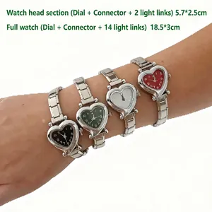 Detailed size specifications for heart-shaped dial watch with 18.5cm metal link strap