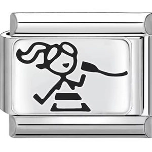 Italienisches Charm-Glied mit eingraviertem Cartoon-Mädchen auf Edelstahl-Armband in Silber