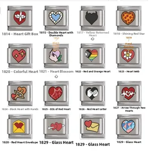 Stainless Steel Italian Charm Bracelet Links Romantic Heart Pattern DIY Modular Beads For Personalized Jewelry Making Women Gift