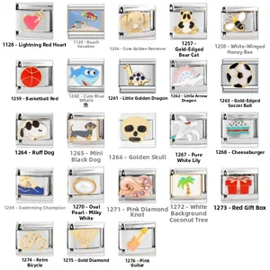Roestvrij Stalen Italiaanse Charms Link DIY Modulaire Armband Schakels Voor Unisex Mode Sieraden Panda Hart Dier Sport Patroon