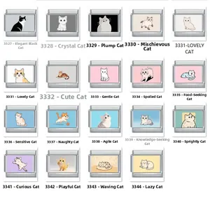 Maillons de bracelet charms italiens avec divers motifs mignons de chats de dessin animé