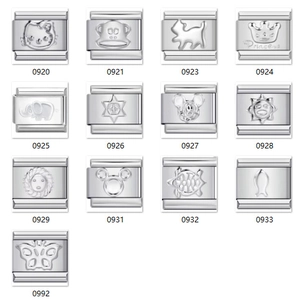 Charm's de bracelet modulaires italiens en acier inoxydable avec divers motifs d'animaux