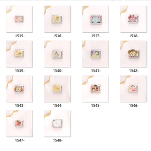 Detaillierte Gitteransicht von 9mm Edelstahl Italian Charms mit Cartoon-Mustern