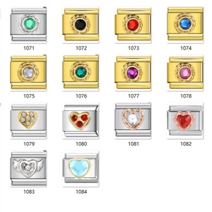 Maillons de bracelet italien en acier doré et argent avec strass roses incrustés